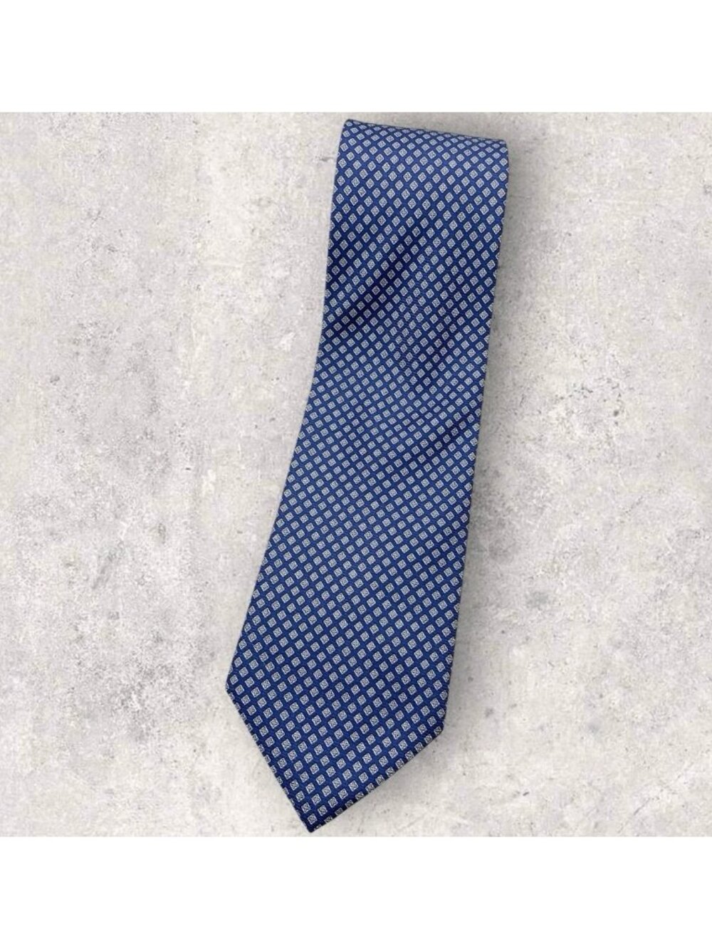 BROOKS BROTHERS Silk Tie USA Blue Yellow Geometric W:3.8" EUC